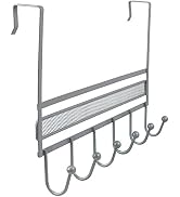 Deco Brothers Over The Door Hook Organizer with 6 Hooks, Silver