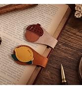 2PCS Vintage Magnetic Leather Bookmark, Leather Magnetic Bookmarks for Women, Magnetic PU Bookmar...