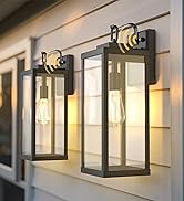 L LOHAS LED 2 Pack 16 Inch Large Size Dusk to Dawn Outdoor Light Fixture, Matte Black Waterproof ...