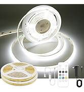AXMOTUT 32.8ft White COB LED Strip Light, High Bright LED Strips with 320LEDs, RF Remote and UL P...
