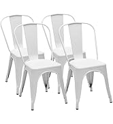 Sweetcrispy Metal Dining Chairs Set of 4, 18 Inch Stackable Restaurant Classic Trattoria Metal Ch...