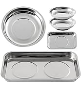 Rechabite 5 Pieces Magnetic Trays Set Stainless Steel Magnet Tool Tray Parts Holder for Screws, S...