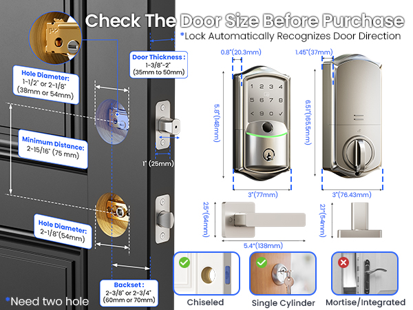 Fingerprint keyless Entry Door Lock Set, App Remote &amp;amp; Voice Control