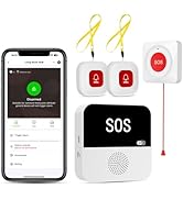 PILSAMAS WiFi Caregiver Wireless Call Button System - 2 Lanyard + 1 Pull Cord Emergency Button, N...