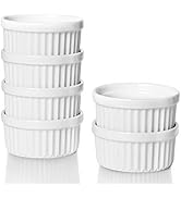 ONTUBE Ramekins- Porcelain Souffle Dish Oven Safe Set of 6 (White, 8oz)