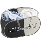 Aplter Foldable Pop Up Laundry Hamper, 2 Section Laundry Basket, Dirty Clothes Hampers Sorter Bas...