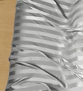 BEDELITE Satin Sheets Queen Size, Luxury Jacquard Striped Dark Grey Bedsheets with Elastic Corner...