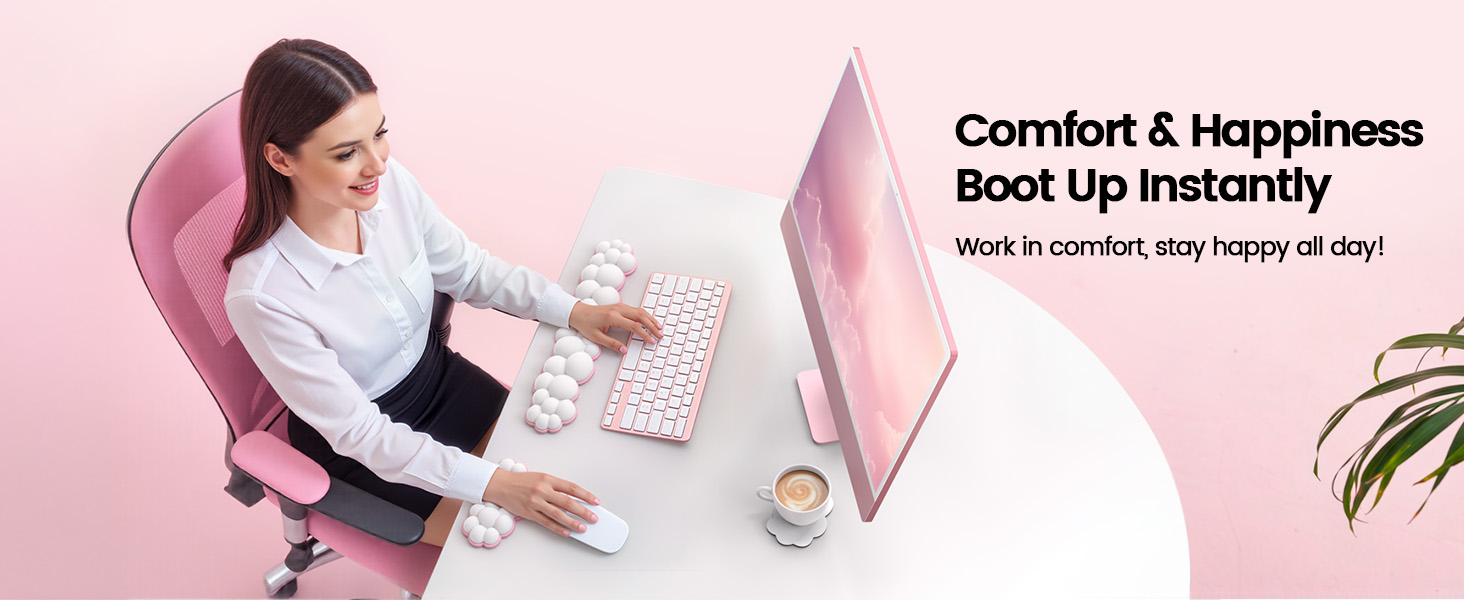 Cloud Wrist Rest Keyboard, Memory Foam Cloud Keyboard Wrist Pad with Ergonomic Support &amp;amp; Base