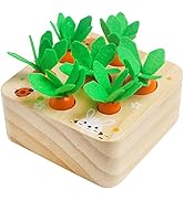 Wooden Toys for 1 2 3 Year Old Baby Boys and Girls, Montessori Toy Carrot Harvest Game Shape &amp; So...