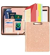 Ospelelf Leather Portfolio Folder, 3 Ring Binder with Storage clipboard, fits Letter Size Paper, ...