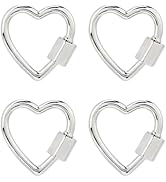 DICOSMETIC 4Pcs Heart Screw Carabiner Lock 18.5x18.5x2mm Cute Carabiner Keychain Small Screw Lock...