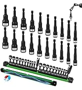 22-Piece Magnetic Nut Driver Set, Metric &amp; SAE (5-13mm &amp; 3/16"-1/2"), 1/4" Hex Shank Impact Bit S...