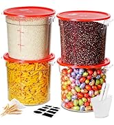 6QT NSF Round Food Storage Containers with Lids: 4 PCS [Total Food Grade][Hot&amp;Cold Resistant] Dou...