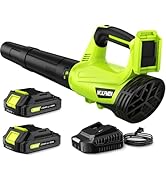 Leaf Blower, Electric Cordless Leaf Blower with 2 Batteries and Charger, 2 Speed Mode, Lightweigh...