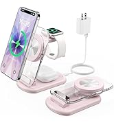 3 in 1 Magnetic Wireless Charging Station for Apple Devices, Fast Foldable Travel Mag-Safe Charge...