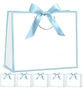 CINSOEN 12 Pcs Paper Gift Bags with Handles, Thank You Gift Bag with Ribbon Bow for Graduation We...