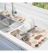 Dish Drying Mat for Kitchen Counter Matt, 2PCS 19"x12" Dish Drainer Mat &amp; 24"x5.5" Sink Splash Gu...