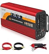1000W Pure Sine Wave Inverter, 12V/24V Auto-Detect, 50Hz/60Hz Switchable, LCD Display, Type-C Fas...