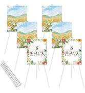 DAJAVE 6 Pack White Easel Stand for Sign 63 Inch Folding Easels for Display, Portable Tripod Blac...