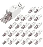 VCELINK Tool-Free RJ45 Connector, Gold Plated Modular Plug, UTP CAT6 Connector Tool Less for CAT6...