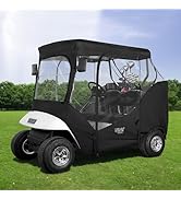 10L0L Golf Cart Black Enclosure Cover for 2 Passenger EZGO TXT, 4-Sided Clear Window Rain Cover A...