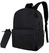 SUPACOOL Lightweight Casual Laptop Backpack &amp; Pencil Pouch, Backpack with USB Charging Port for M...