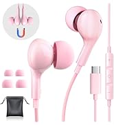 USB C Headphones Wired Earbuds for iPhone 16/15 Pro Max/iPad Pro, with HiFi Mic Volume Control Ty...