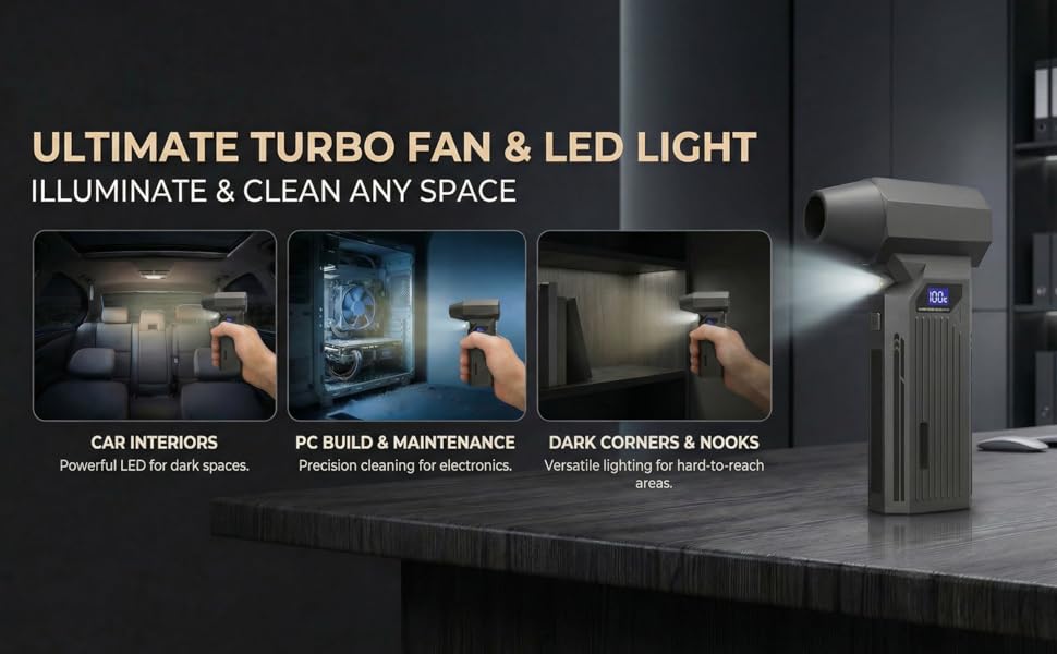 Portable Handheld Fan with Intelligent LED Display and Light Function