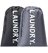 2 Pack XL Travel Laundry Bag, Machine Washable Dirty Clothes Organizer with Drawstring,Large Enou...