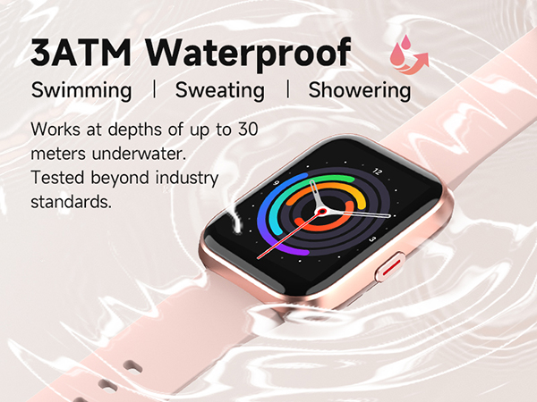 Smartwatch with Bluetooth Calls, Heart Rate/Sleep/SpO2 Monitor, 3ATM Waterproof Fitness Tracker