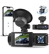 CAMECHO WiFi 3 Channel Dash Cam Front and Rear Inside, Dash Camera for Cars with Night Vision, 2"...