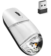 Wireless Mouse Cute White Aqua Water Mice Aesthetic Clear Silent Optical Portable Lightweight Ret...