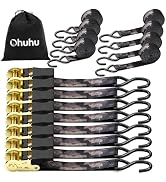 Ratchet Tie Down Strap 8-Pack 15 FT - 500 lbs Load Cap with 1500 lbs Breaking Strength Limit, Ohu...