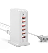 VPSUN 50W USB Charging Station for Multiple Devices,6 Port USB Tower Charger Block for Smartphone...
