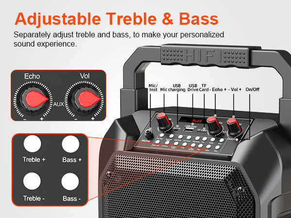 adjustable treble and bass