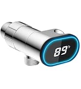 Hibbent Upgraded Metal Shower Head Holder with LED Display Shower Thermometer, Adjustable Shower ...