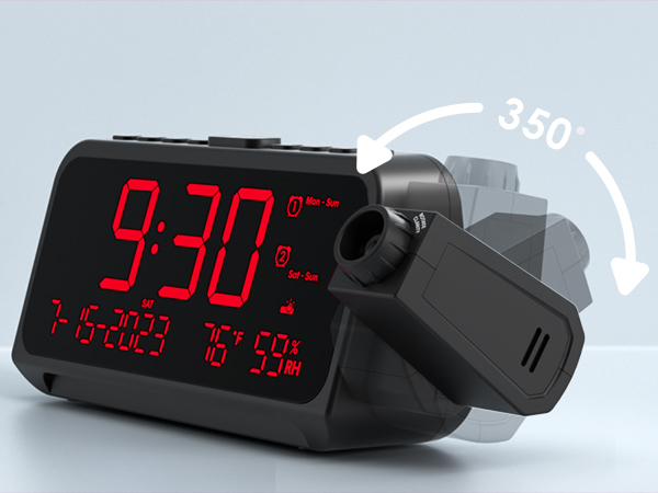 clock with projection on ceiling