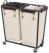 StorageWorks 330L Extra Large Laundry Hamper with Wheels, Laundry Basket with Wheels 2 Sections, ...