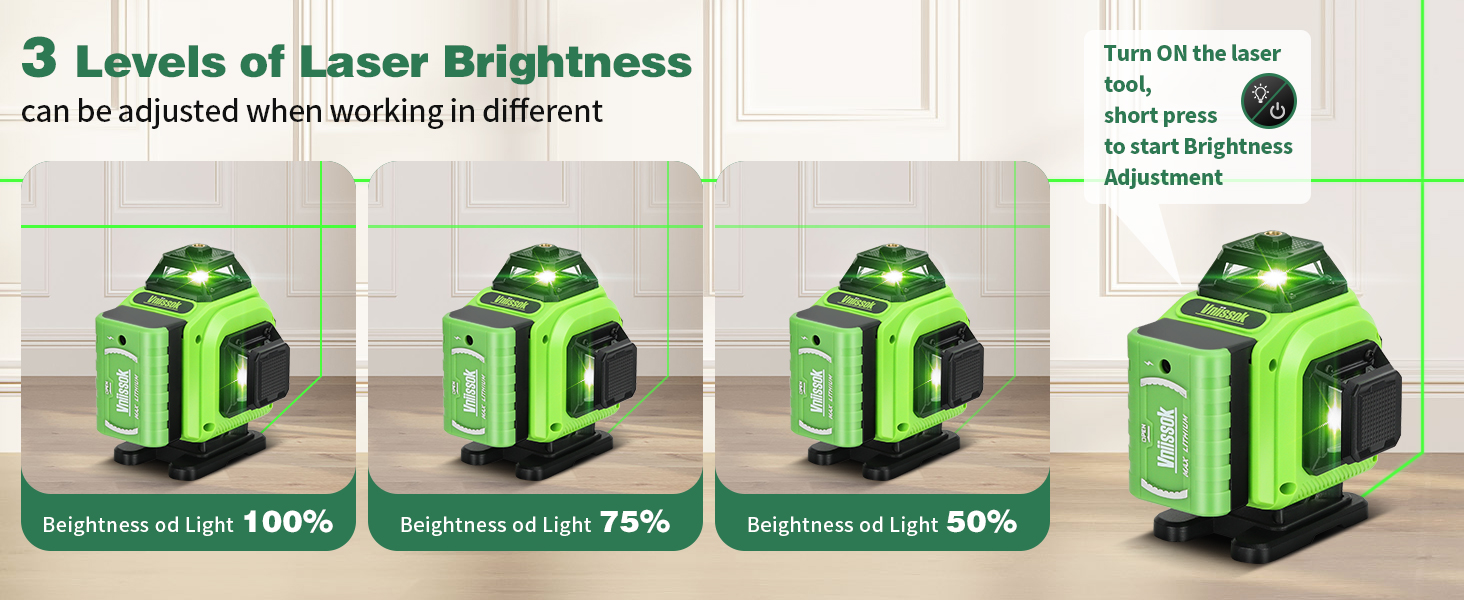 Laser Level, Cross Line Laser with Self-Leveling, Vertical Horizontal Line, Rotatable 360 Degree