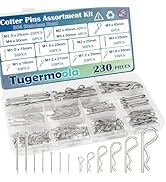 Tugermoola 230PCS 13 Sizes Cotter Pin Assortment Kit 304 Stainless Steel R Shaped Cotter Pins and...