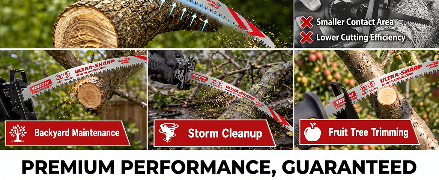 15 Inch Japanese Teeth Reciprocating Saw Blades, Arc Edge Pruning Blades, 6TPI for Tree Trimming