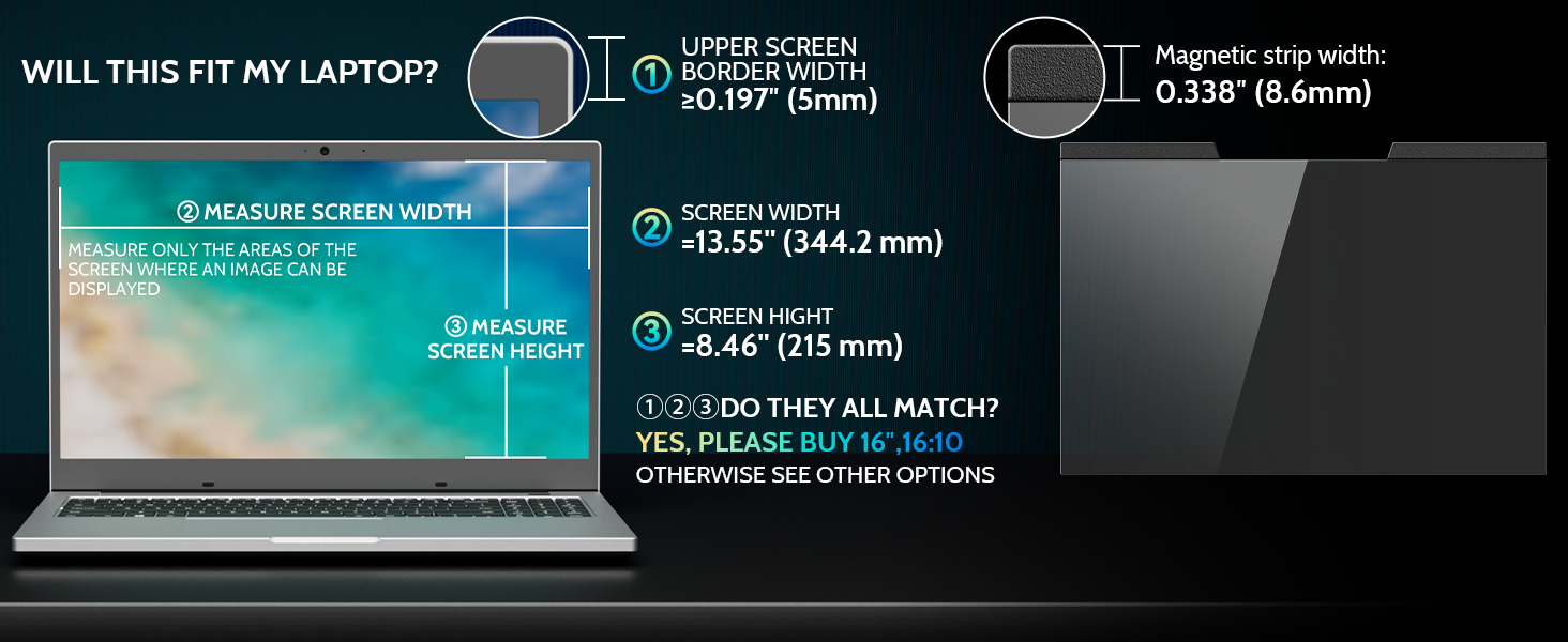 laptop privacy filter 16 inch