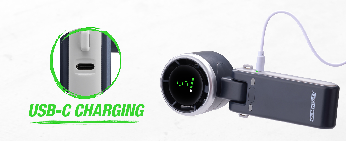 Personal Fan Conveniently Charges with the Included USB-C Charging Cable