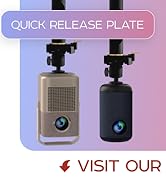 Mount has a quick release plate for attaching small pico and "soda can" style mini projectors