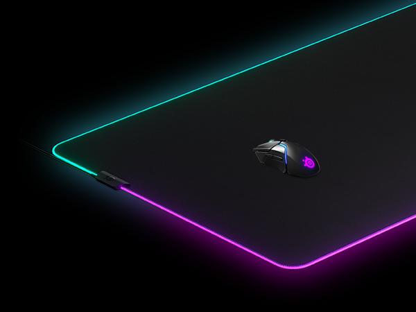 -SteelSeries QcK Prism mousepad with Rival 650 wireless mouse