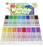 Officygnet 192 Count Washable Markers Bulk, 16 Assorted Colors, Conical Tip with Fine &amp; Broad Lin...