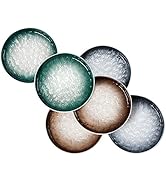 Eglaf 6'' Ceramic Small Appetizer Plates - Porcelain Gradient Water Wave Embossed Texture - Desse...