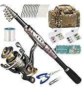 Dr.Fish Fishing Rod and Reel Combos 125-Pieces Telescopic Spinning Pole Reel Gear Equipment Set f...