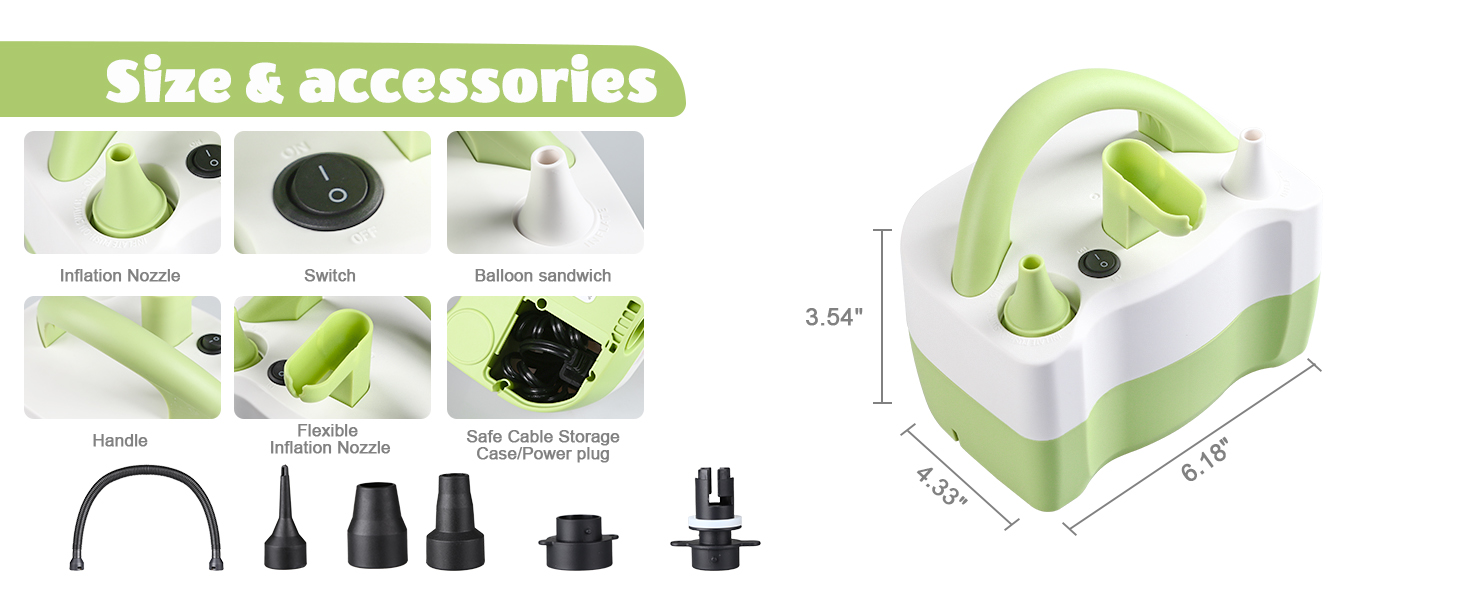 Electric Balloon Pump,Portable Electric Air Balloon Pump Dual Nozzle Air Blower Pump AC110V