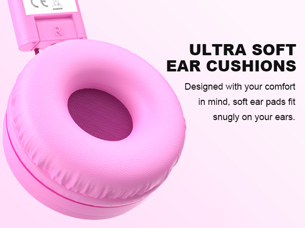 soft kid headphones pink